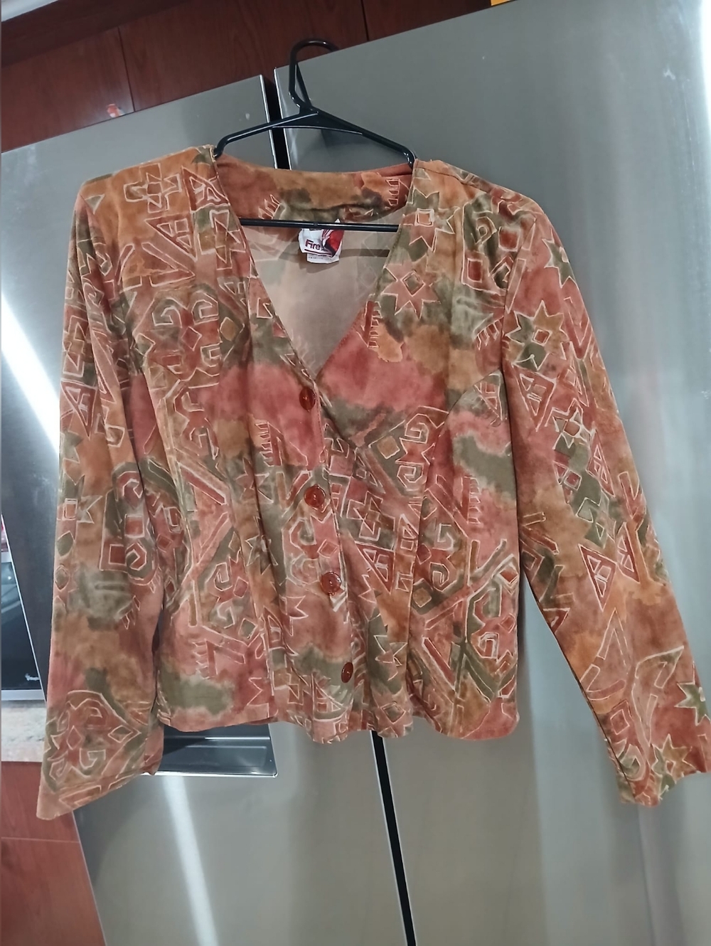 FIRE ISLANDER Vintage-Inspired Women's Button Front Top in Rust Multi